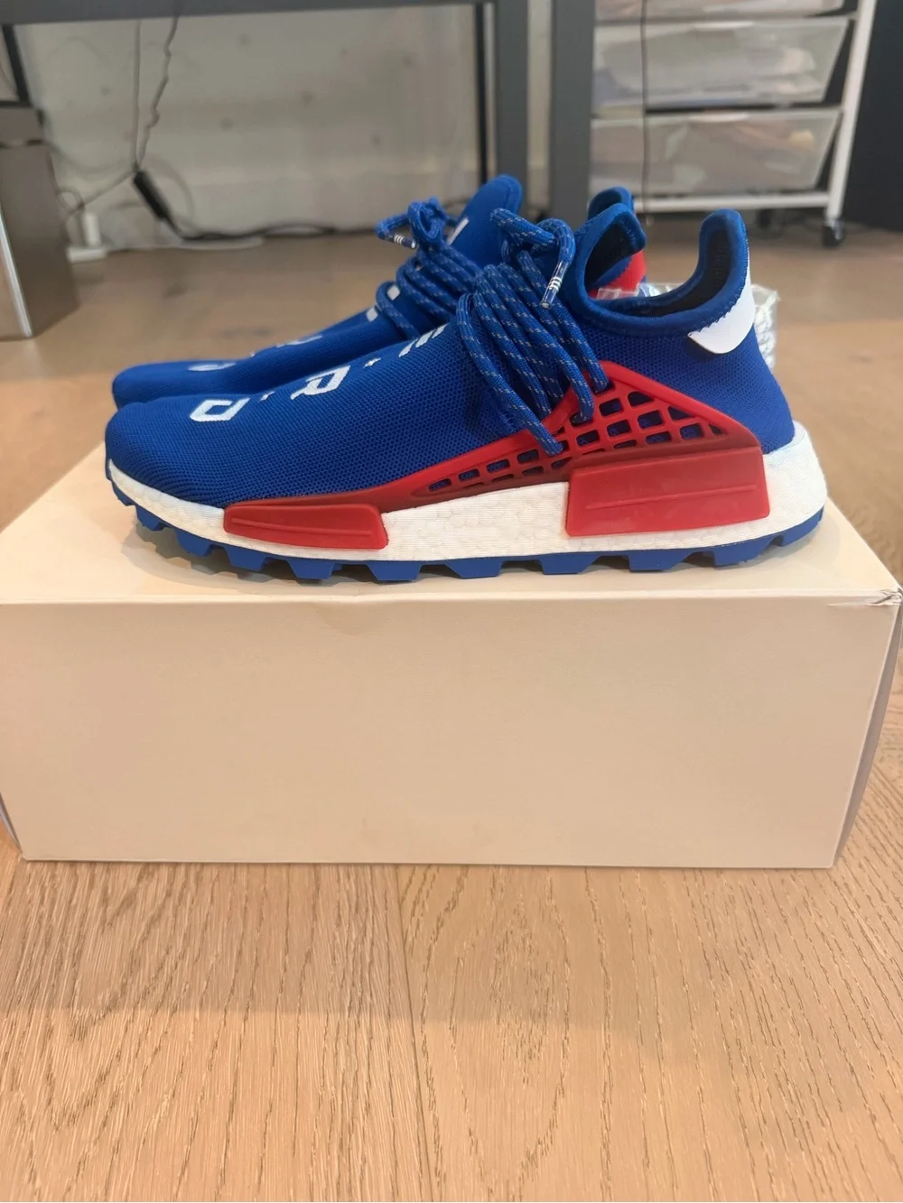 adidas Blue and Red Pharrell Williams NMD Sneakers
